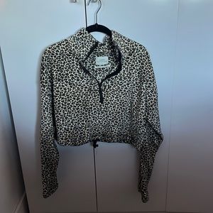 cheetah urban outfitters zip up jacket